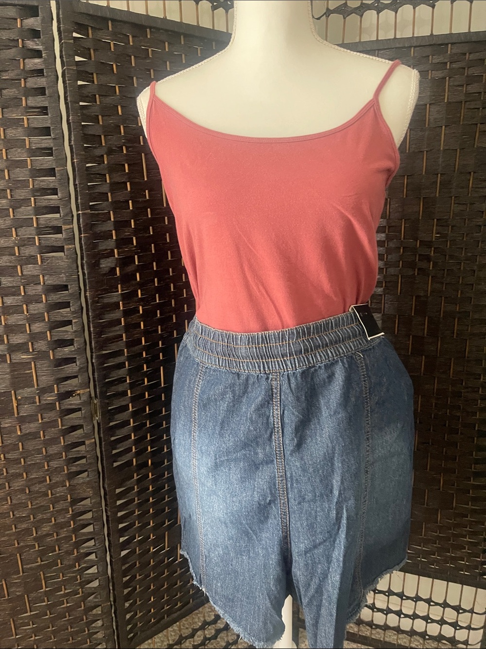 Denim Drawstring Shorts- Blue - Picture 8 of 10